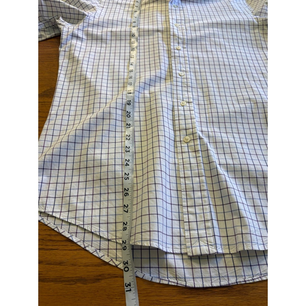 Polo Ralph Lauren Men's Custom Fit Dress Shirt 16 32/33 White Blue Windowpane - Picture 6 of 8